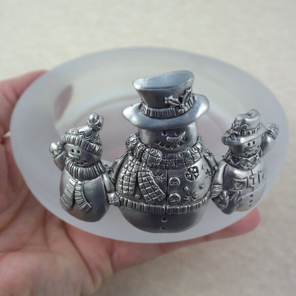 Seagull Pewter Pillar Candle Holder 2000 Christmas Snowmen - Picture 3 of 6